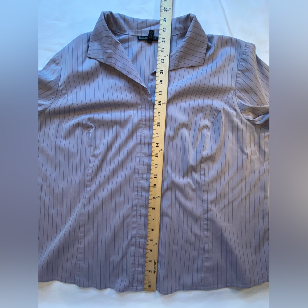 Lafayette 148 NY‎ women’s button down, pin stripe Tonal Purple top size 16 - Picture 11 of 12
